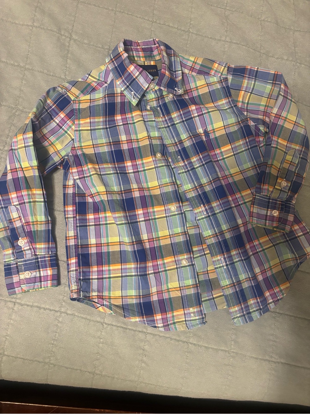Ralph Lauren Multicolor Plaid Button-Down Shirt - Blue, Yellow, Green, Pink